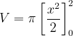 \dpi{120} V=\pi \left [ \frac{x^{2}}{2} \right ]_{0}^{2}